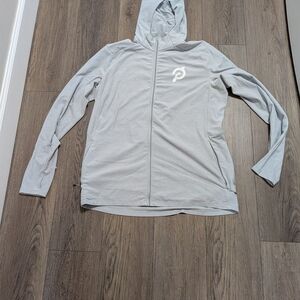 Gray Zip-Up Hoodie with Logo